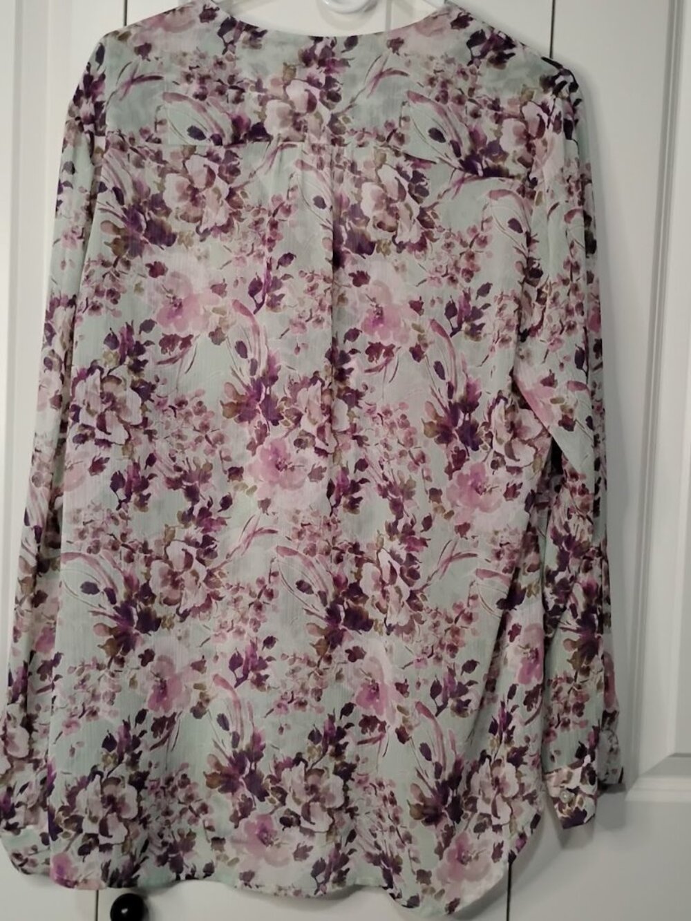 KUT from the Kloth Women's Mint Purple Floral Long Sleeve Button Front Blouse XL - Picture 3 of 5